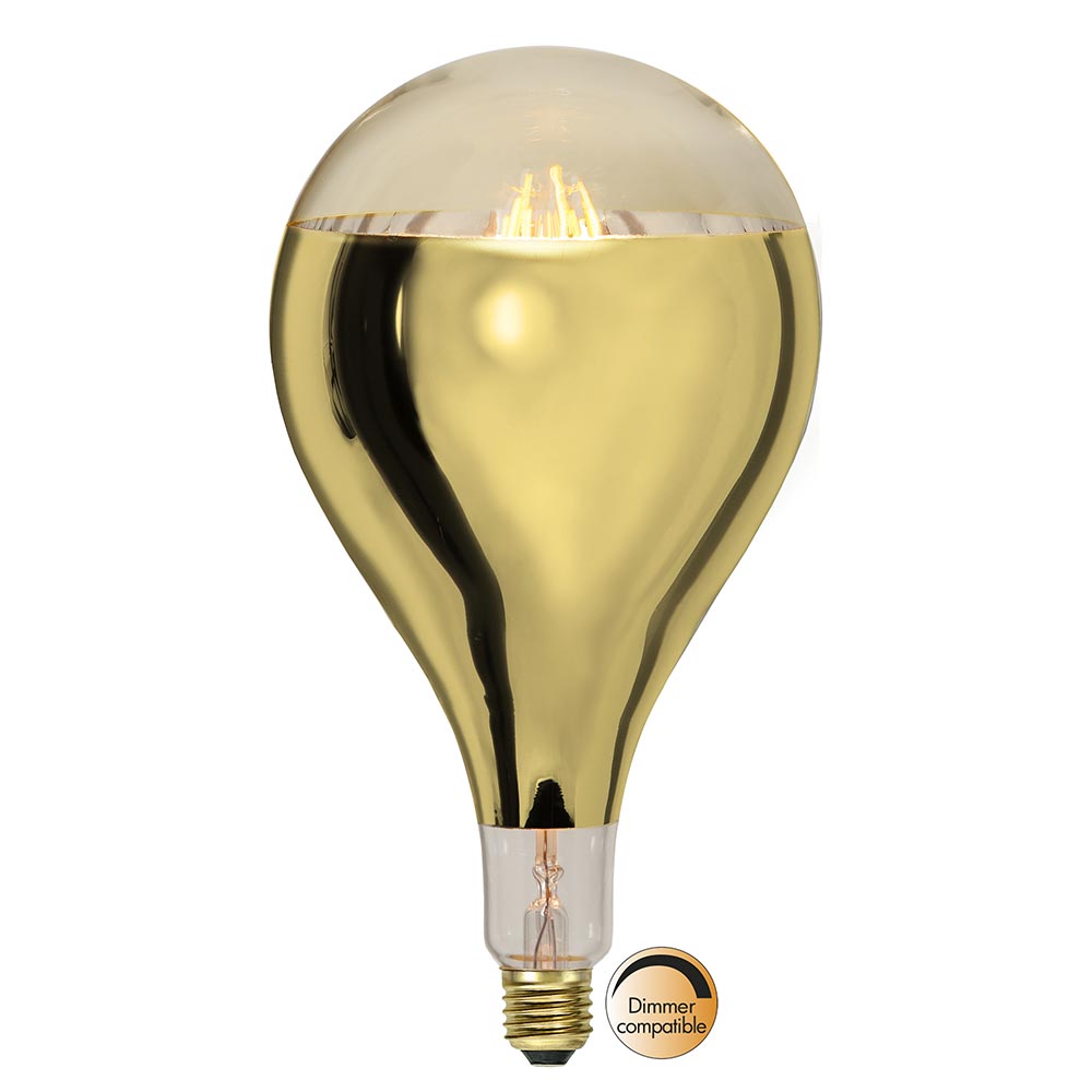 S.Luce E27 LED XXL Kopfspiegel Gold Extra Warmweiß 2000K 400lm 8W Dimmbar Verkauf