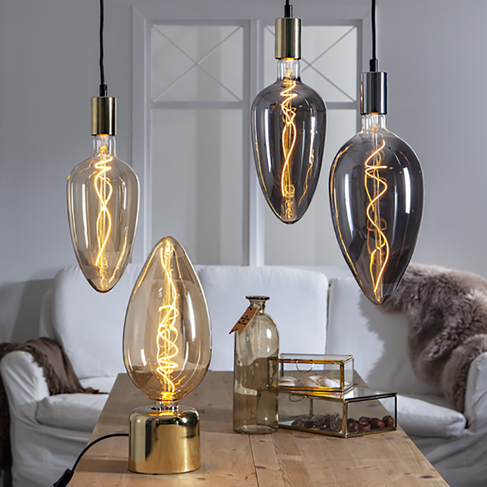 S.Luce E27 LED Vintage XXL Extra Warmweiß Rauchglas 30cm Auslauf