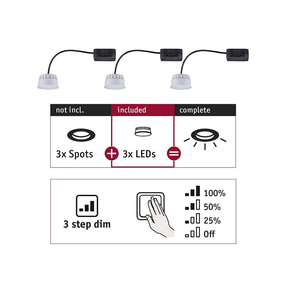 S.Luce LED Modul Choose 3er-Set Rund mit 3-Stufen-Dimmer 2700K Fabrikladen