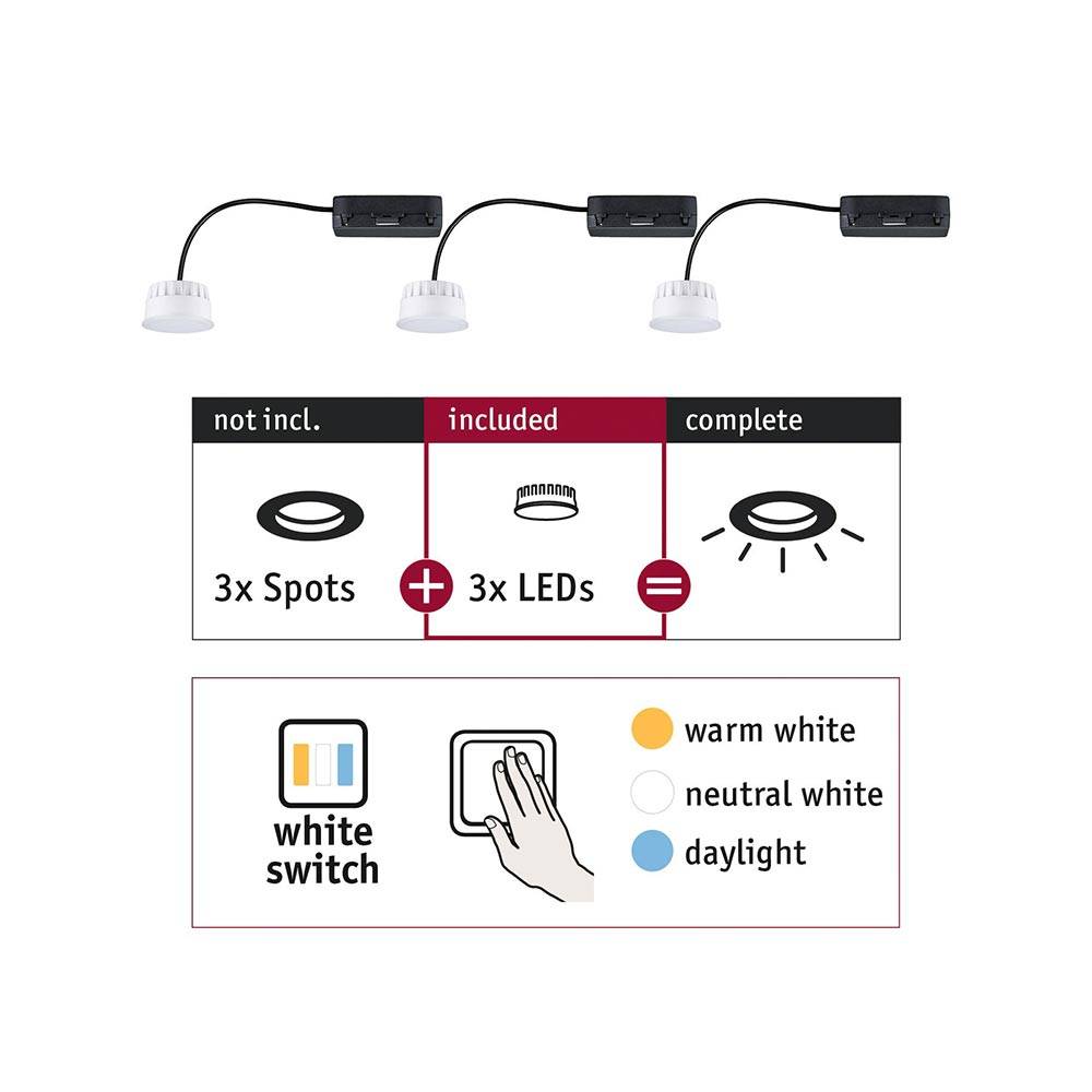S.Luce LED Modul Choose 3er-Set Weiß CCT-Switch 2700-6500K Schlussverkauf