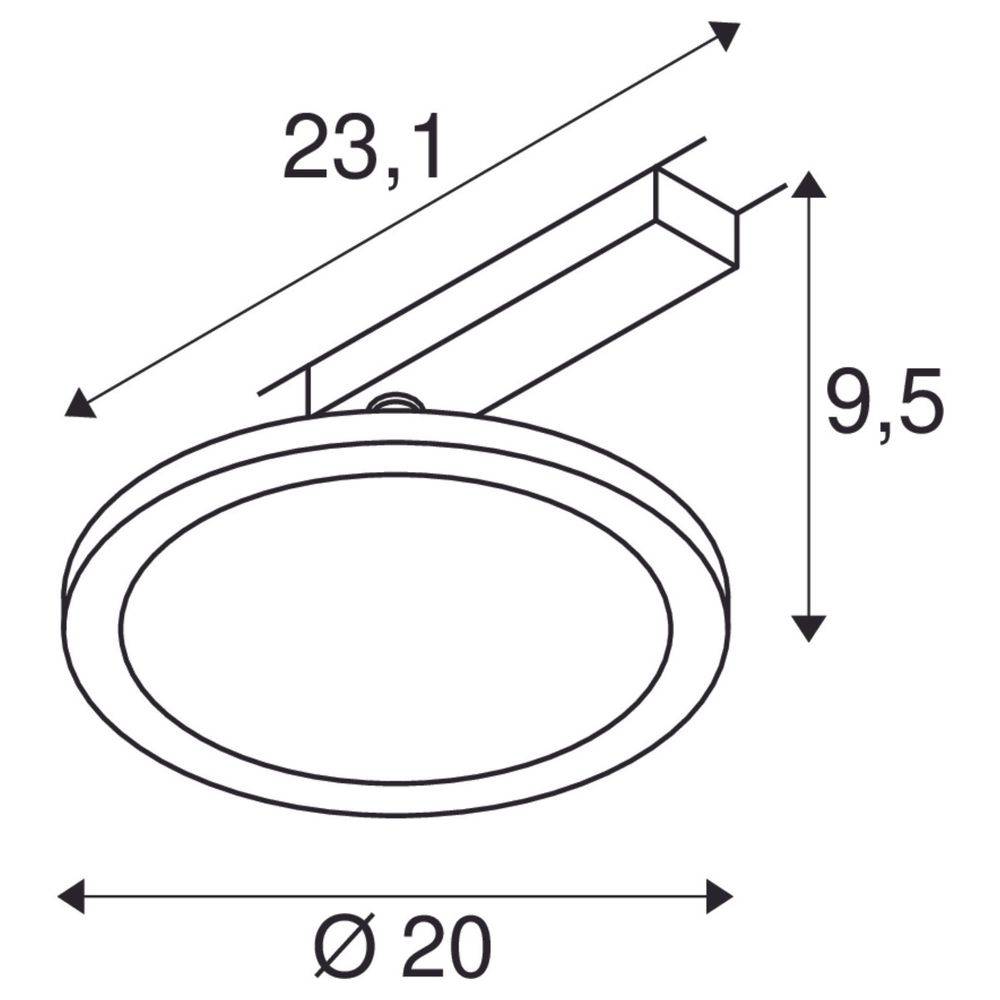 S.Luce SLV Panel LED Spot Schwarz Track Round Ø 20cm 1-Phasen Blitzverkäufe