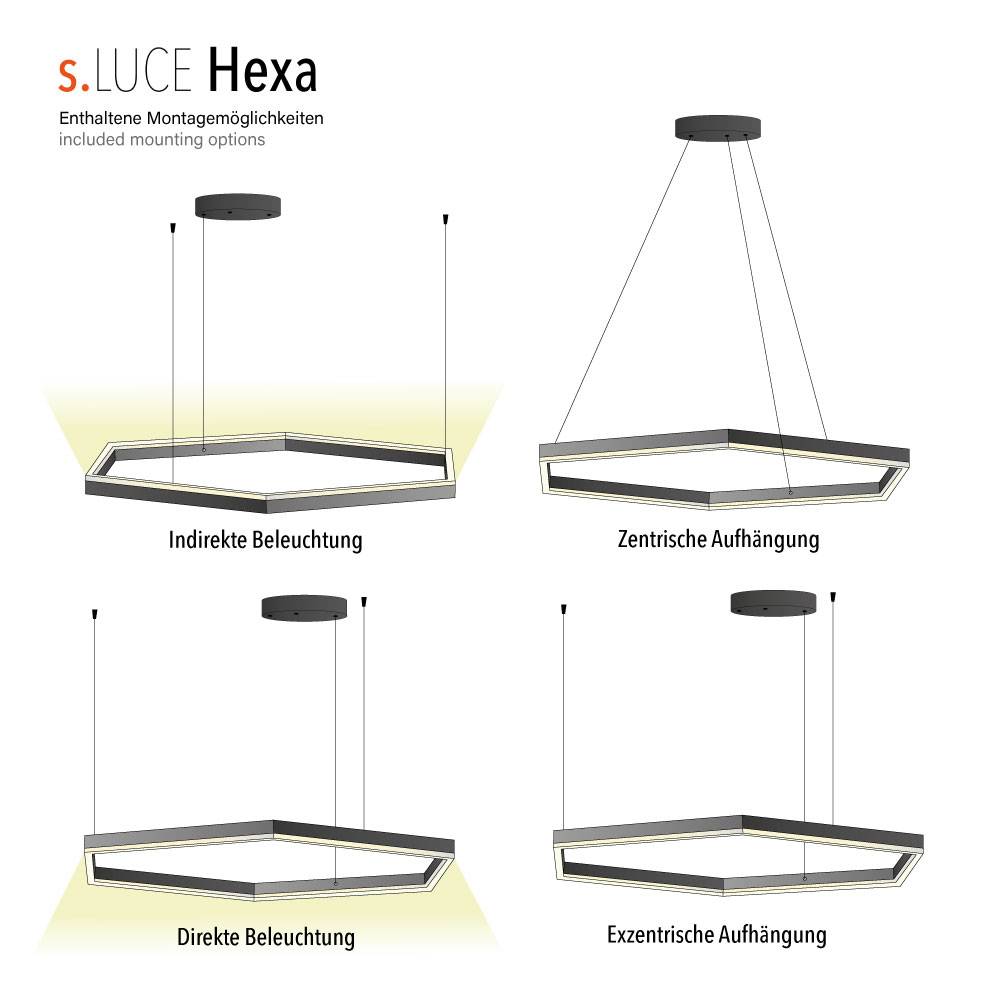 S.Luce s.luce Hexa eckige LED-Pendelleuchte Esstisch Direkt oder Indirekt Rabatt