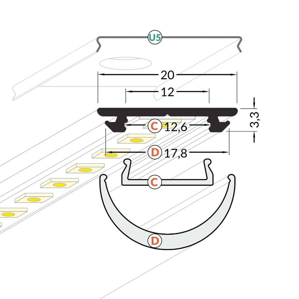 S.Luce Aufbau-Biegeprofil 200cm Alu-roh ohne Abdeckung für LED-Strips Begrenztes Angebot