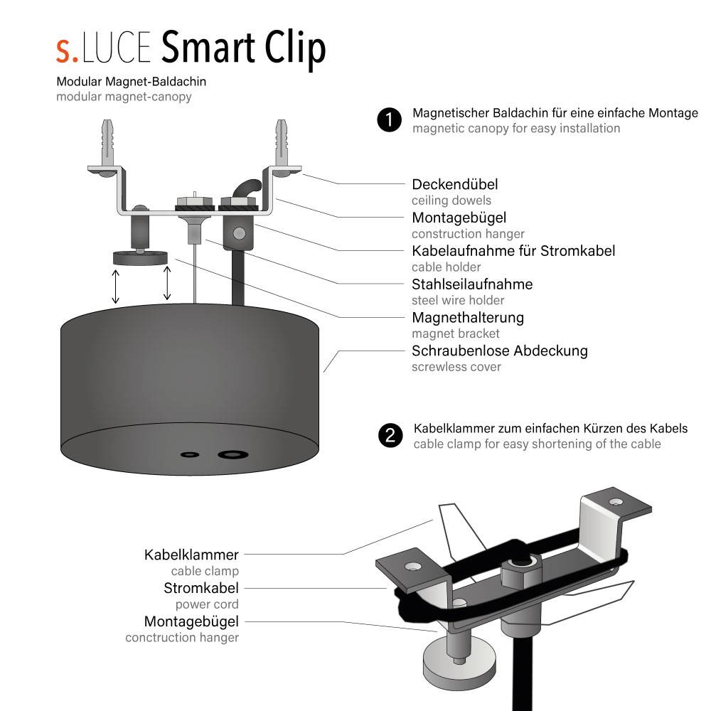 S.Luce s.luce Modular Smart Clip Magnet Baldachin Versandkostenfrei