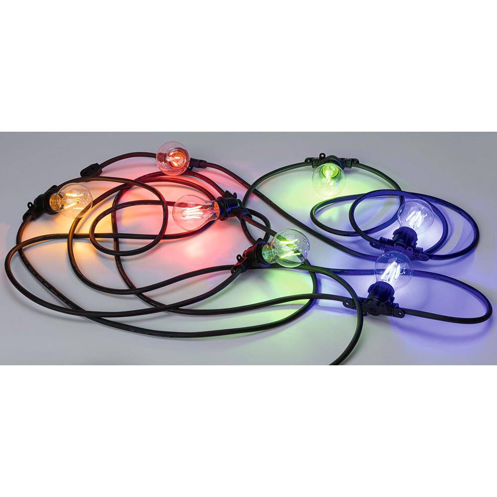 S.Luce Lichterkette 8,6m 7-flammig Schwarz IP44 Begrenztes Angebot