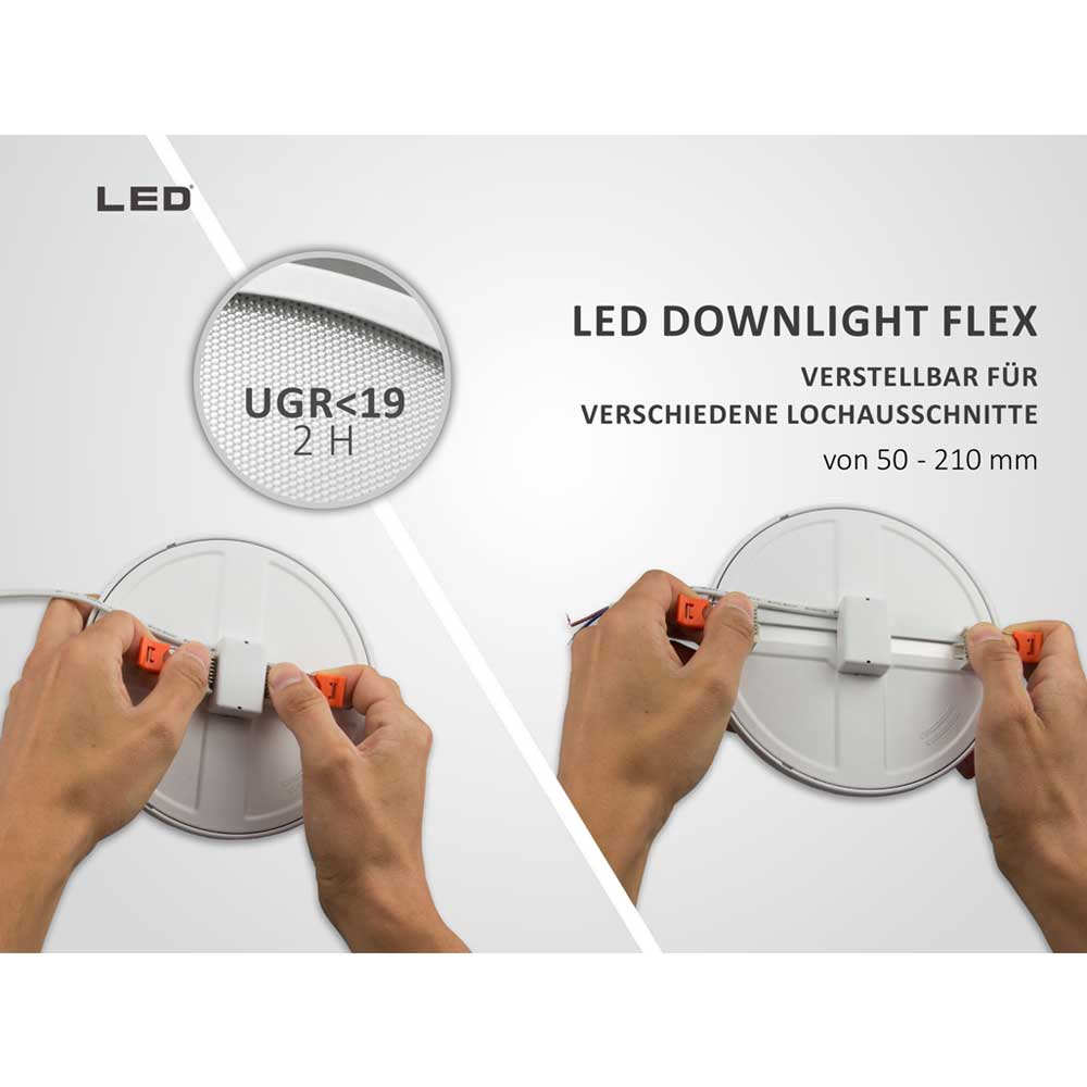 S.Luce Einbau LED-Panel Ø 23cm Flex 23W Ausschnitt 5-21cm Neutralweiß Blitzangebot