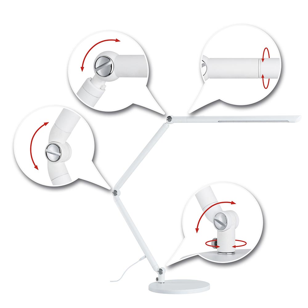 S.Luce LED Schreibtischleuchte FlexBar Weiß mit 3-Stufen-Dimmer Räumungsverkauf