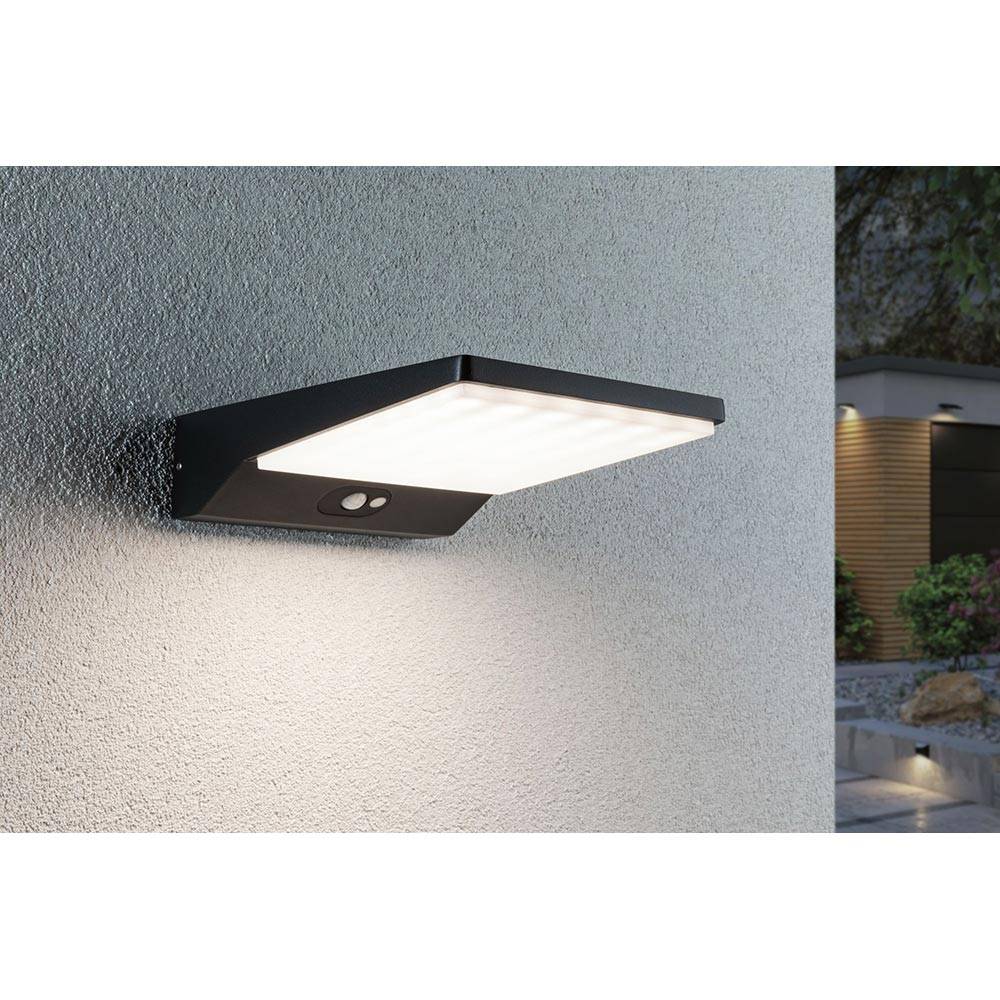 S.Luce Solar LED Außenwandlampe Ronas Bewegungsmelder Grau