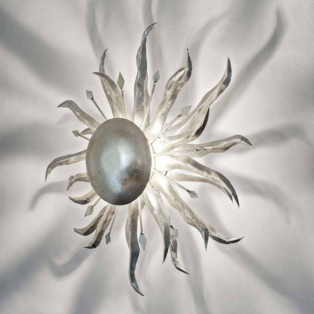 S.Luce Wandleuchte Sonne Piccola Eisen Silber Valentinstagsangebot