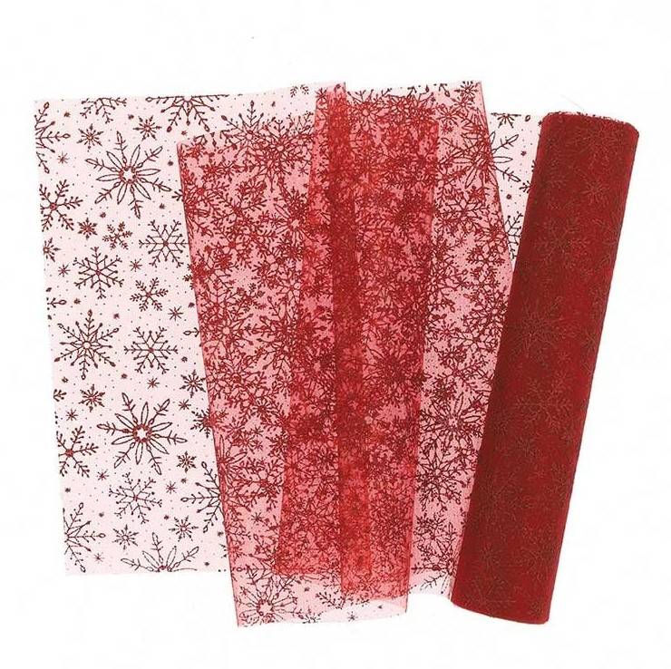 Schöner Leben Tischläufer Tischband Organza rot mit glitzernden Kristallen 28x300m
