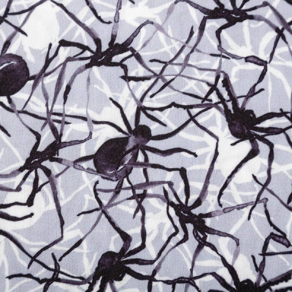 Schöner Leben Jersey Foliendruck Halloween Spinnen glänzend grau schwarz 1,45m Breite Blitzverkäufe