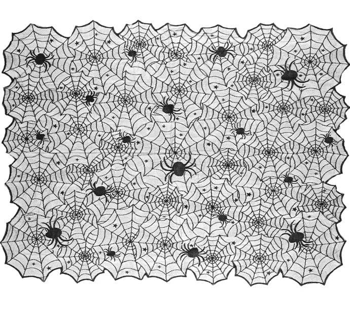 Schöner Leben Tischdecke Spinnennetz für Halloween in Schwarz 135x180cm