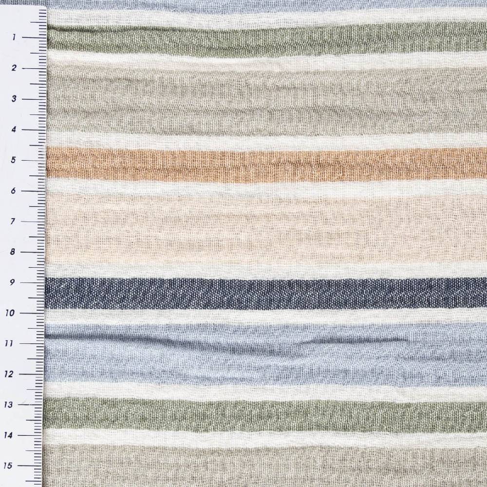 Schöner Leben Musselin Stoff Double Gauze Yarn Dyed Streifen zweiseitig weiß blau grün 1,35m Breite Hotsell
