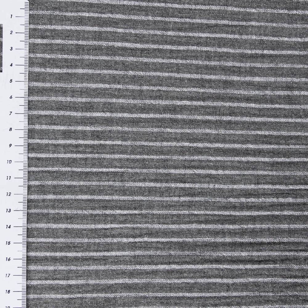 Schöner Leben Musselin Stoff Double Gauze Yarn Dyed Streifen zweiseitig grau weiß 1,35m Breite Schlussverkauf