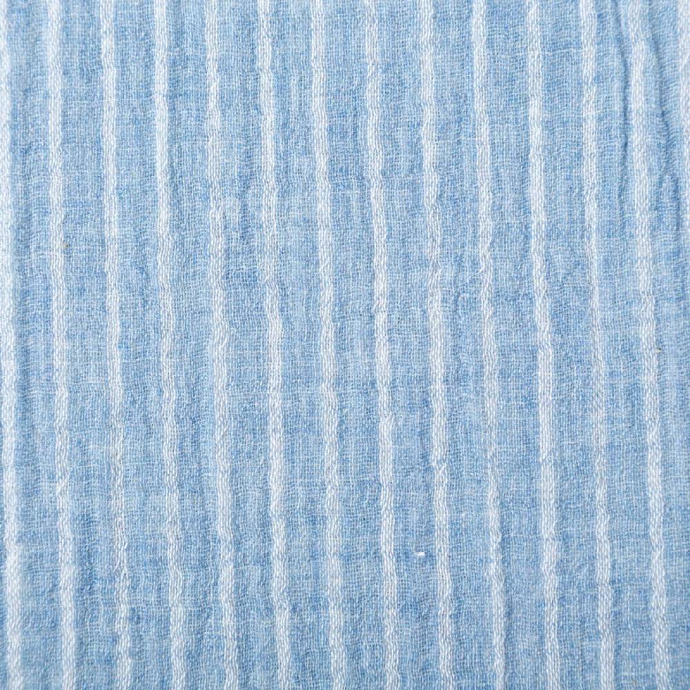 Schöner Leben Musselin Stoff Double Gauze Yarn Dyed Streifen zweiseitig blau weiß 1,35m Breite