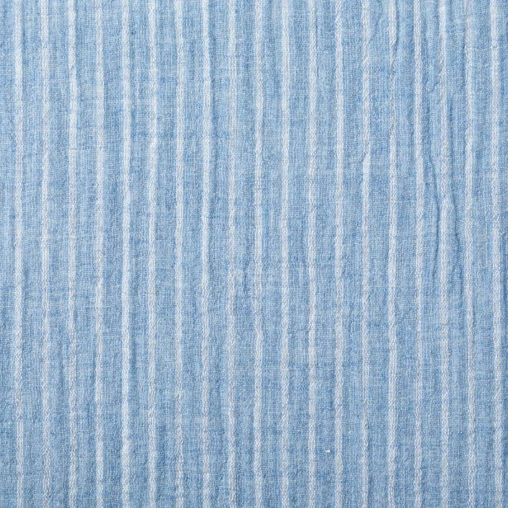Schöner Leben Musselin Stoff Double Gauze Yarn Dyed Streifen zweiseitig blau weiß 1,35m Breite Günstiger Verkauf