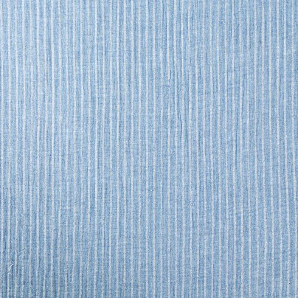 Schöner Leben Musselin Stoff Double Gauze Yarn Dyed Streifen zweiseitig blau weiß 1,35m Breite Günstiger Verkauf