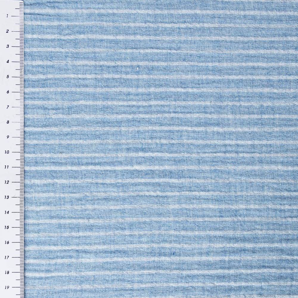 Schöner Leben Musselin Stoff Double Gauze Yarn Dyed Streifen zweiseitig blau weiß 1,35m Breite Günstiger Verkauf