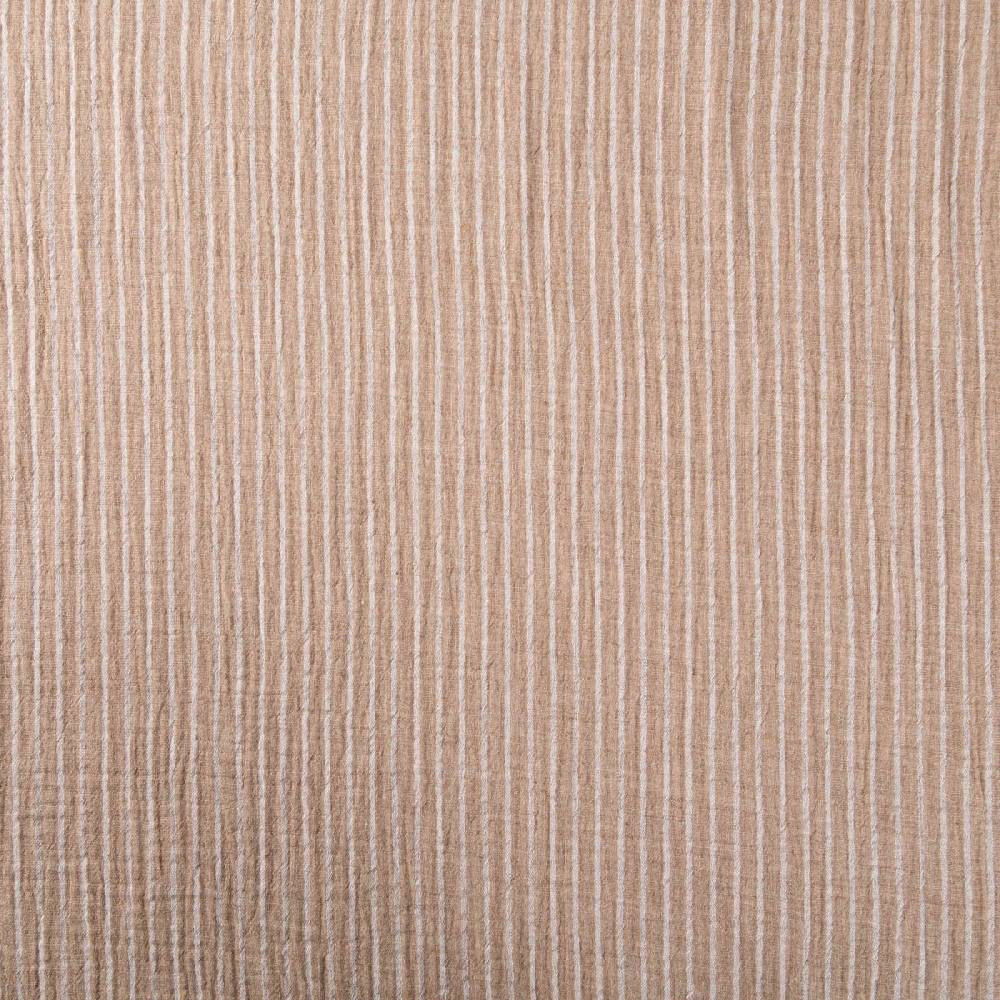 Schöner Leben Musselin Stoff Double Gauze Yarn Dyed Streifen zweiseitig taupe weiß 1,35m Breite Fabrikverkauf