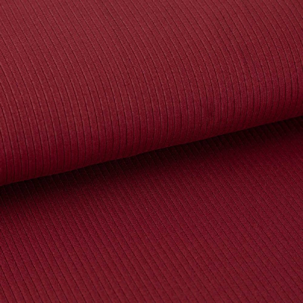 Schöner Leben Interlock Jersey Mandy gerippt einfarbig bordeaux rot 1,40m Breite