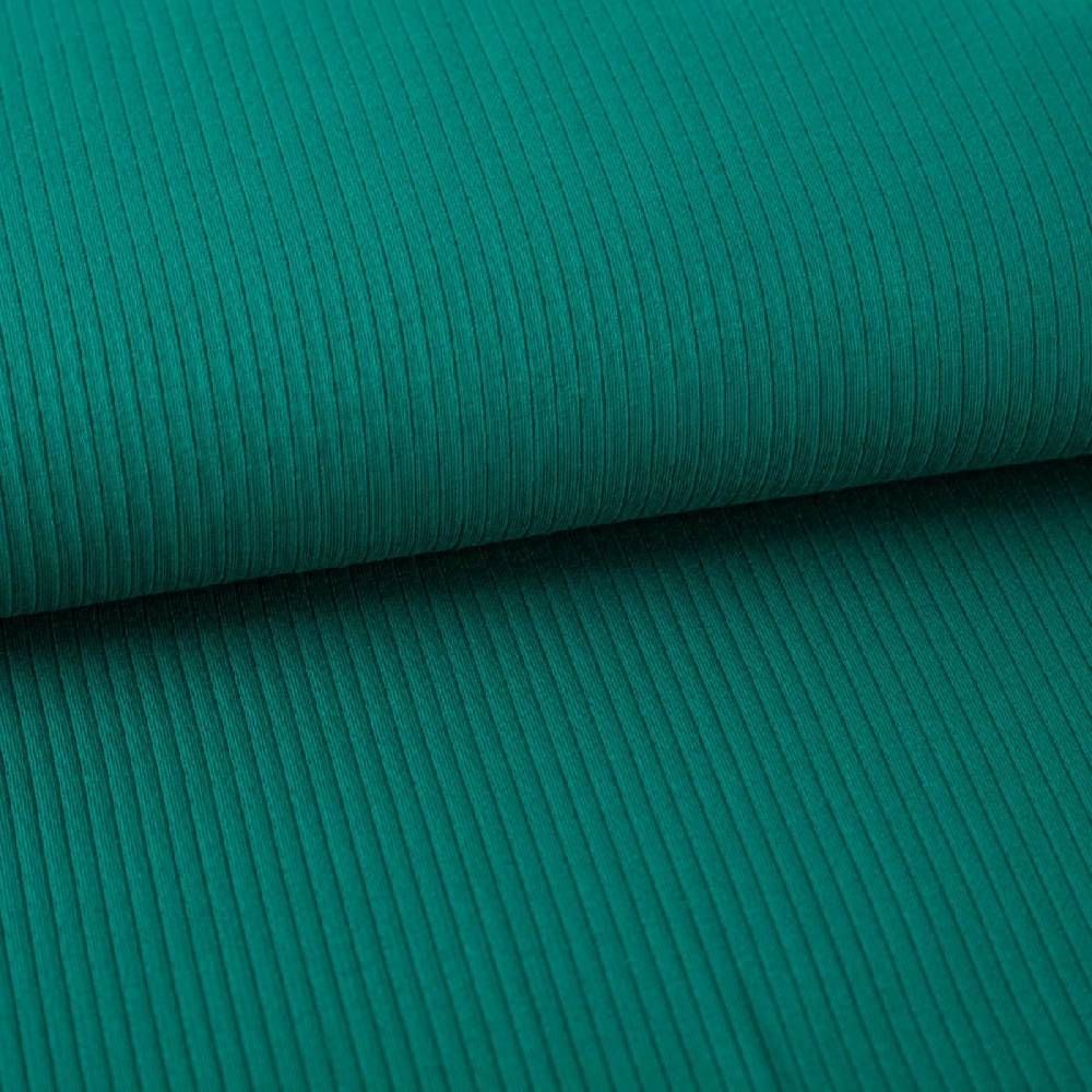 Schöner Leben Interlock Jersey Mandy gerippt einfarbig dunkel grün 1,40m Breite