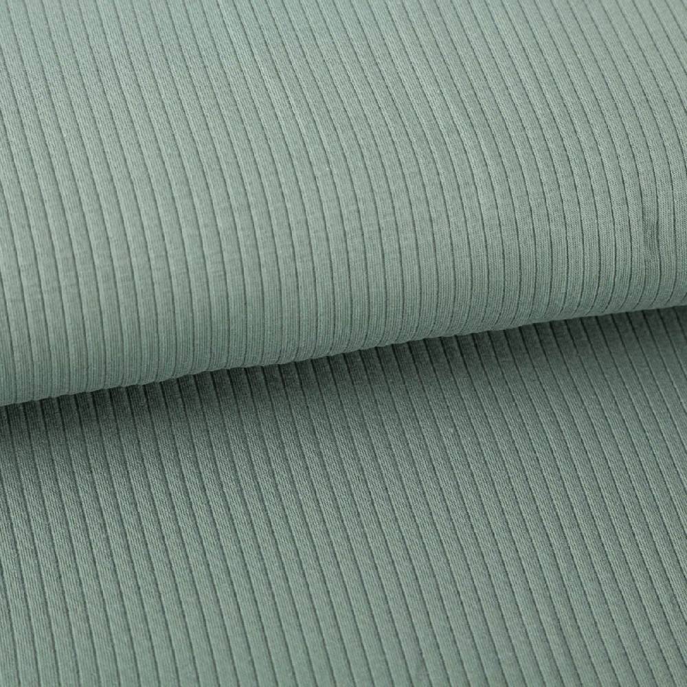 Schöner Leben Interlock Jersey Mandy gerippt einfarbig alt grün 1,40m Breite