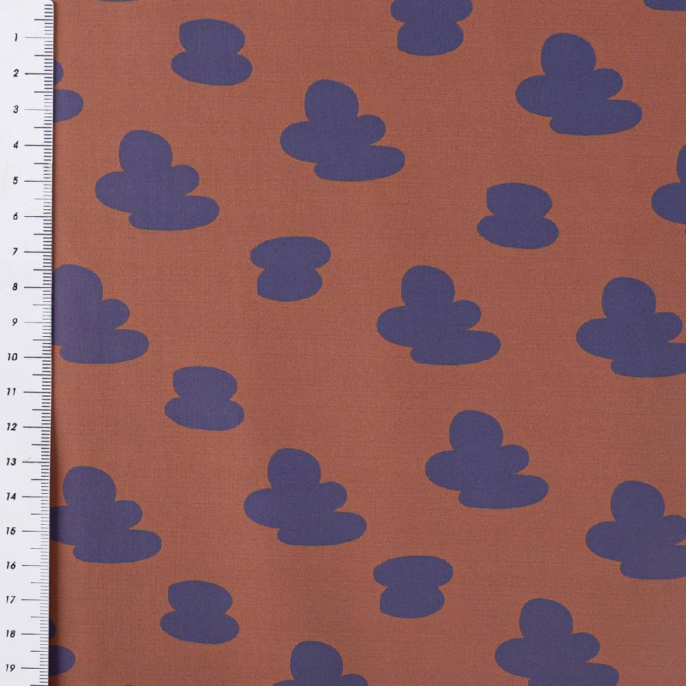 Schöner Leben Outdoorstoff KULLU wasserdicht für Regenjacke Wolken braun lila 1,40m Breite Auslauf