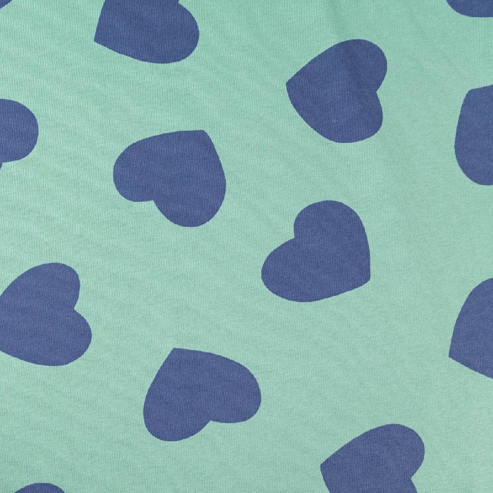 Schöner Leben French Terry Stoff Sommersweat Jogging Hearts mintgrün blau1,45m Breite