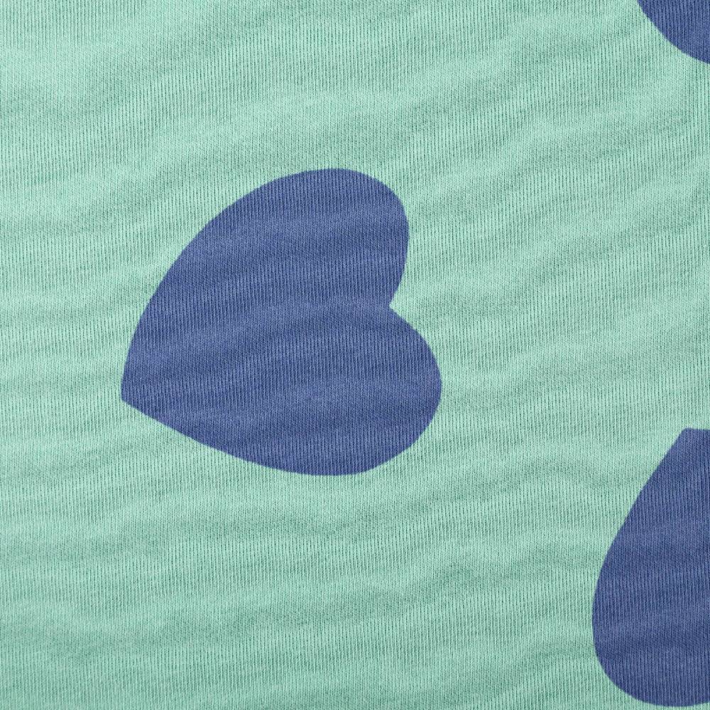Schöner Leben French Terry Stoff Sommersweat Jogging Hearts mintgrün blau1,45m Breite Angebote