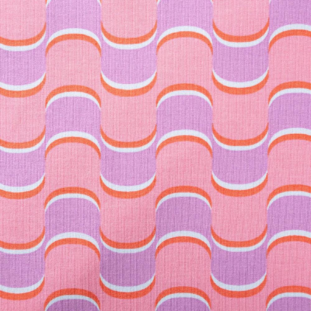 Schöner Leben French Terry Sommersweat ABSTRACT Retro geschwungene Linien rosa lila 1,45m Breite