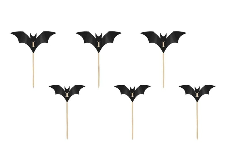 Schöner Leben Cupcake Stecker 6er Pack Bats Fledermäuse schwarz Fabrikverkauf