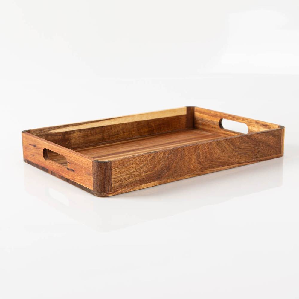 Schöner Leben Holztablett aus Akazienholz in Brauntönen 38x26x4,9xcm