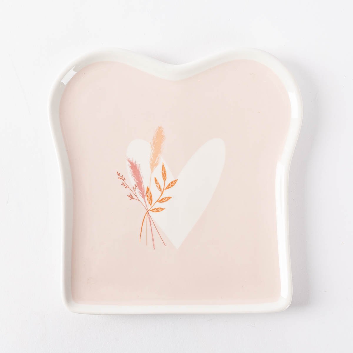 Schöner Leben Toastteller Herz mit Strauß rosa weiß 14,5x15,5cm von Grafik Werkstatt