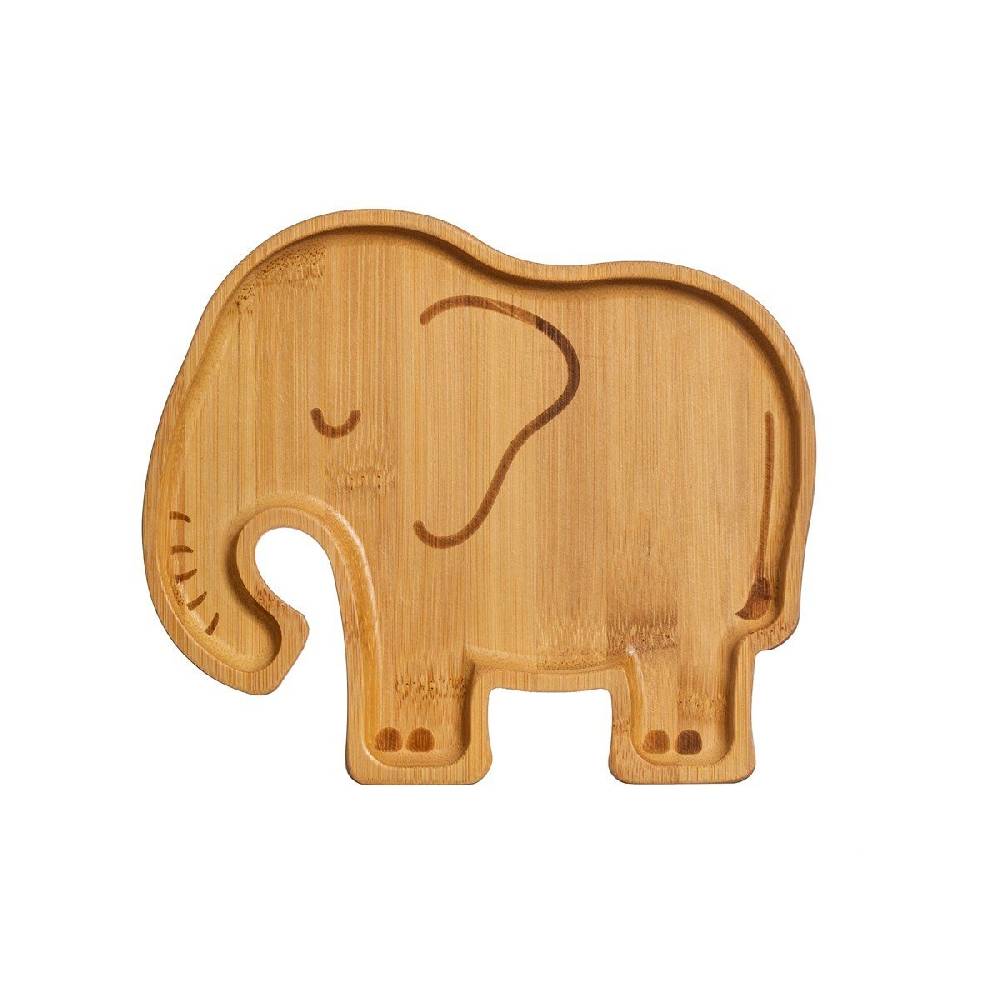 Schöner Leben Sass & Belle Bambus Kinder Geschirrset Elefant mit Teller und 3 Löffeln Zeitbegrenzte Promotion