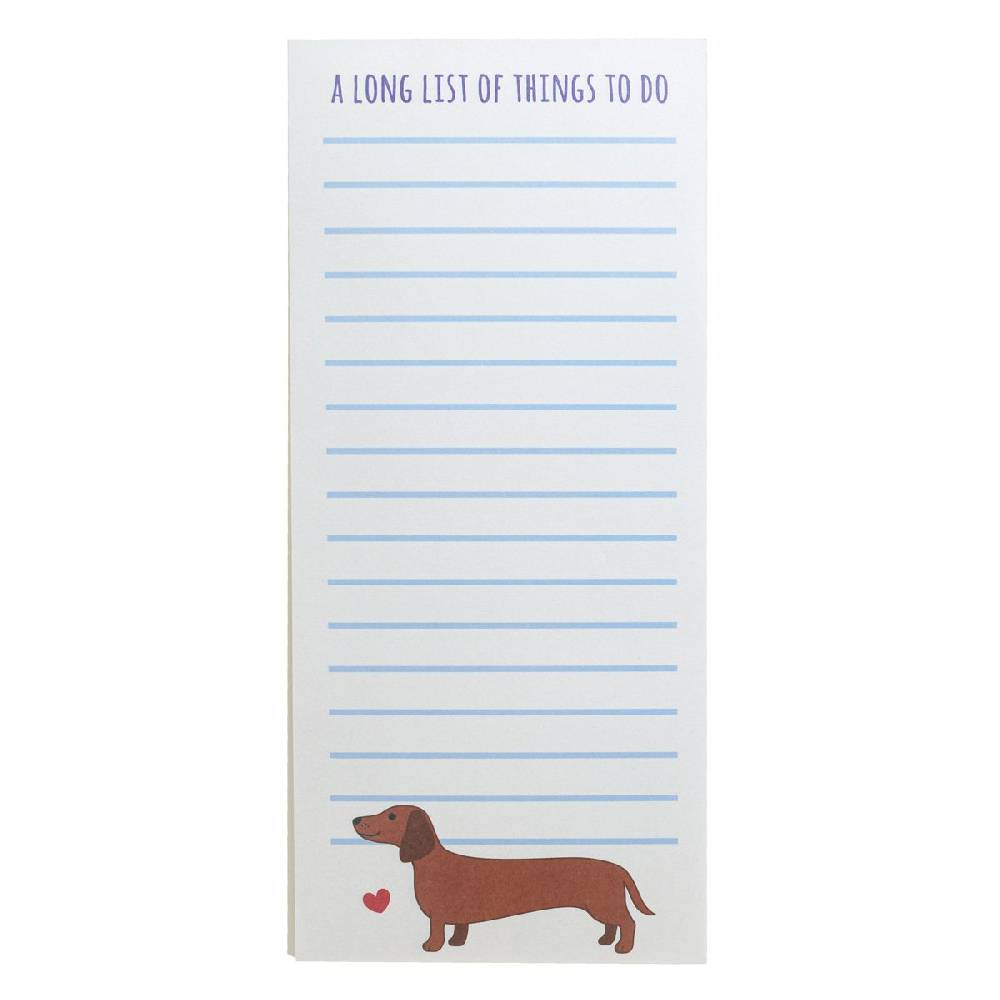 Schöner Leben Notizblock Sausage Dog List Dackel mit Magnet von Sass & Belle 9,5x21cm