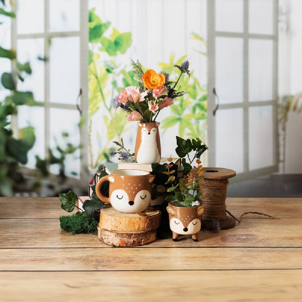 Schöner Leben Vase Deer Rehkitz handbemalt von Sass & Belle Schlussverkauf
