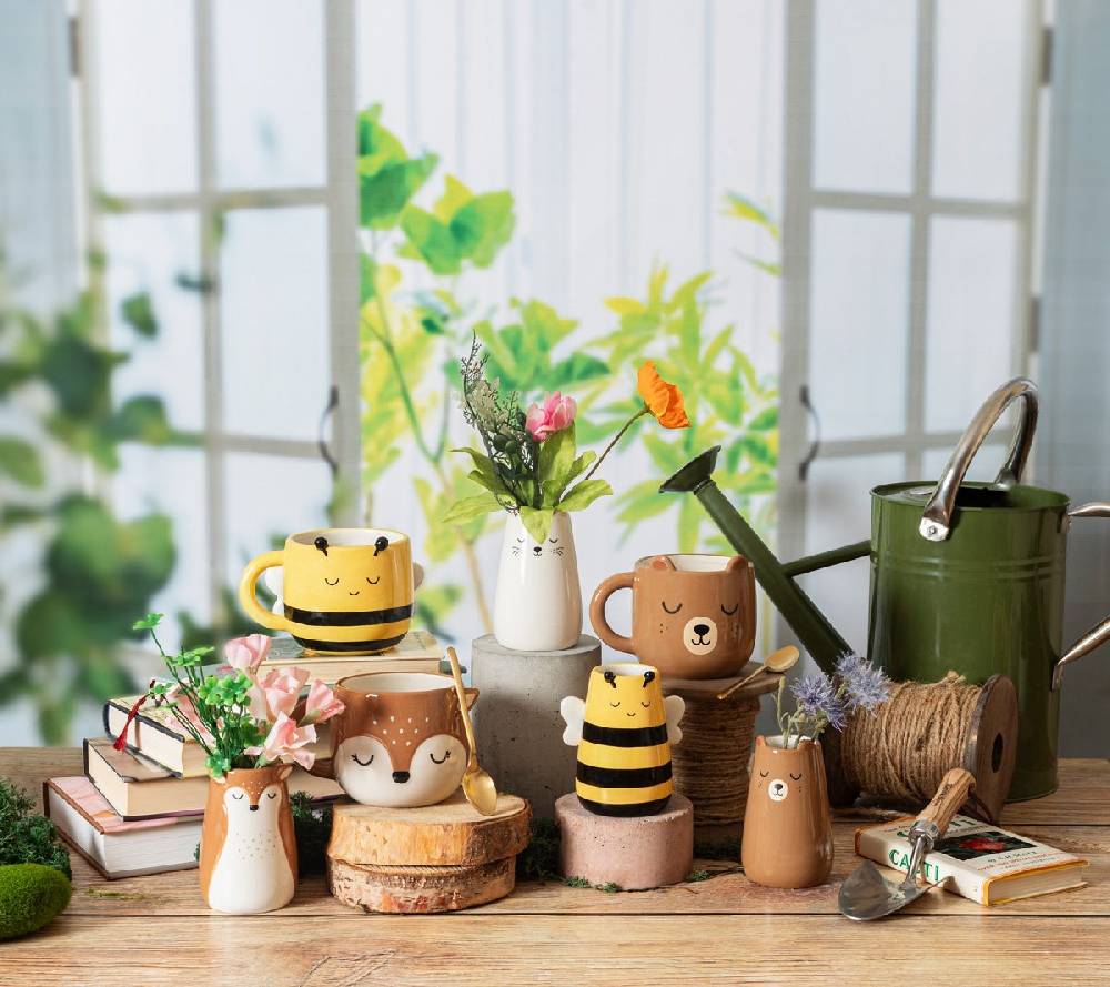 Schöner Leben Vase Deer Rehkitz handbemalt von Sass & Belle Schlussverkauf