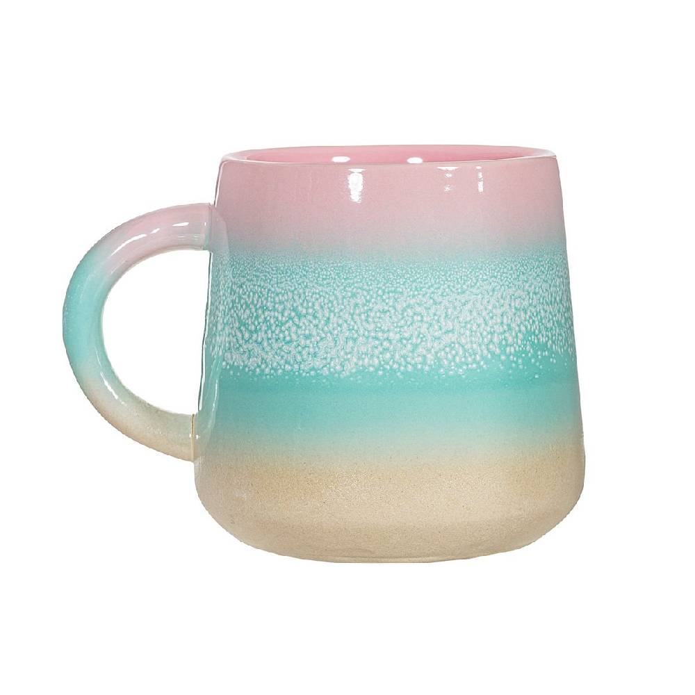 Schöner Leben Tasse Mojave Glasur aus Steinzeug pastell rosa mint 350ml von Sass & Belle