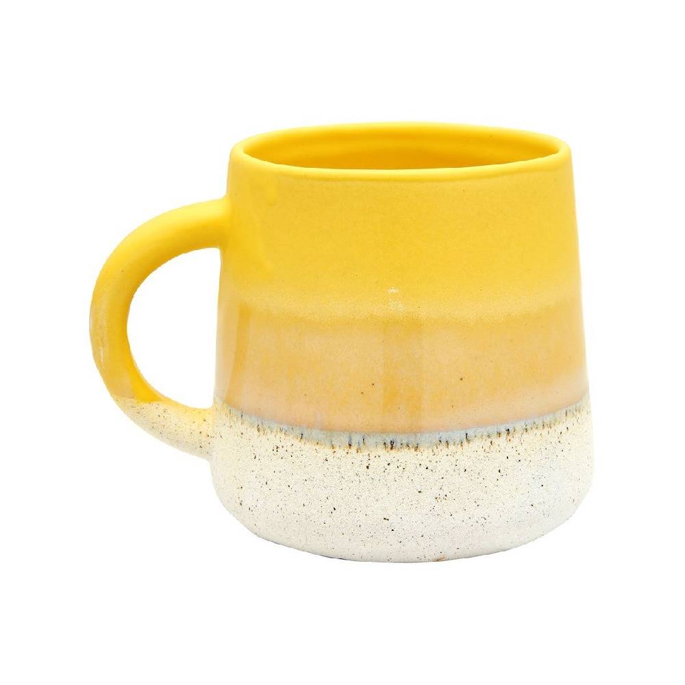 Schöner Leben Tasse Mojave glasiert aus Steinzeug gelb weiß 350ml von Sass & Belle