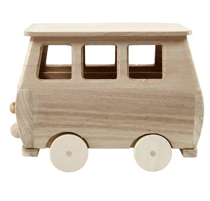 Schöner Leben Minibus aus Holz 17x10x13cm von Creativ Company Fabrikverkauf