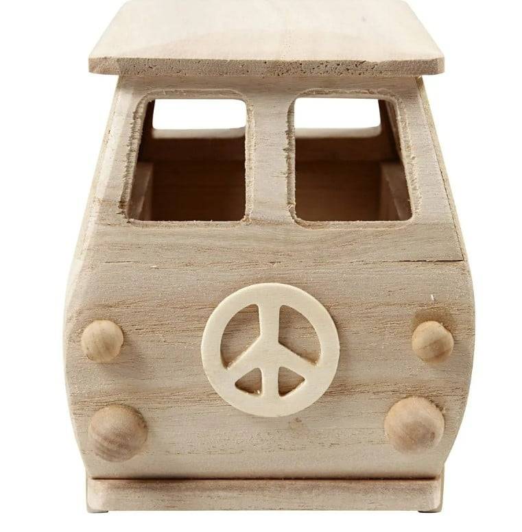 Schöner Leben Minibus aus Holz 17x10x13cm von Creativ Company Fabrikverkauf
