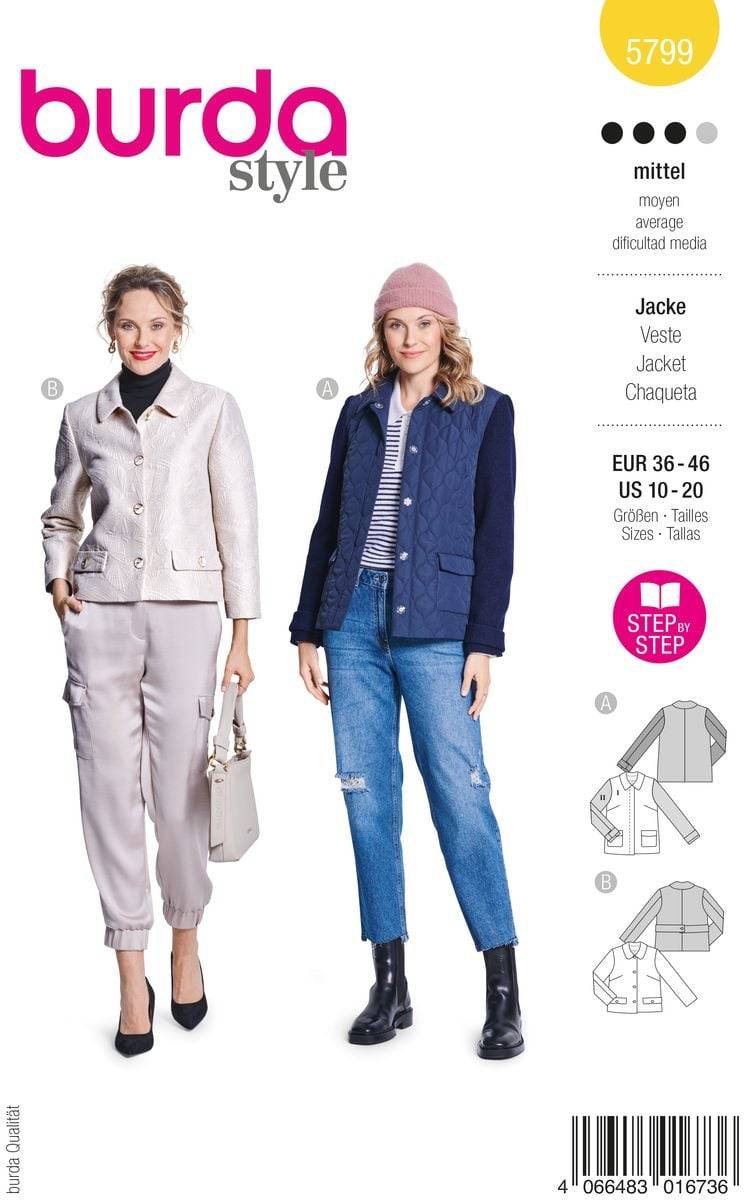Schöner Leben Burda Schnittmuster 5799 Damen Jacke