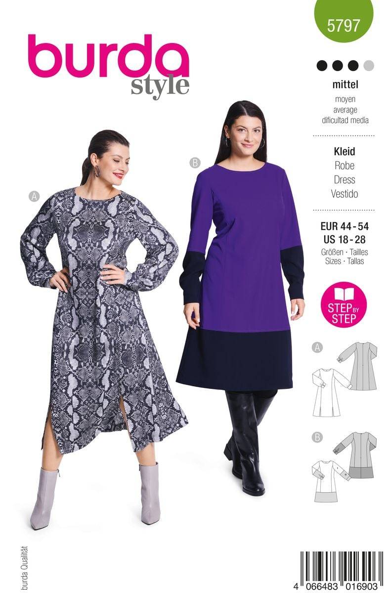 Schöner Leben Burda Schnittmuster 5797 Damen Kleid Günstiger Verkauf