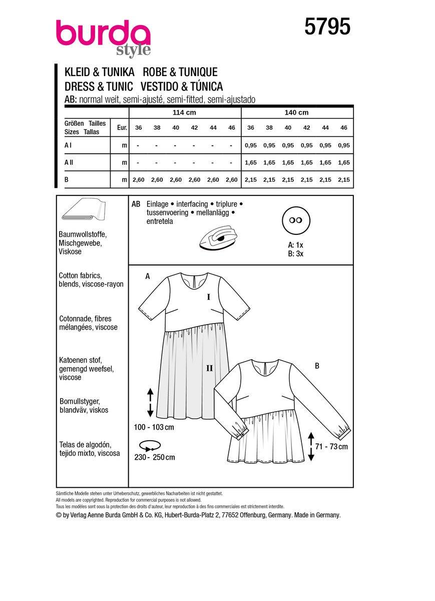 Schöner Leben Burda Schnittmuster 5795 Damen Kleid & Tunika Meist gekauft