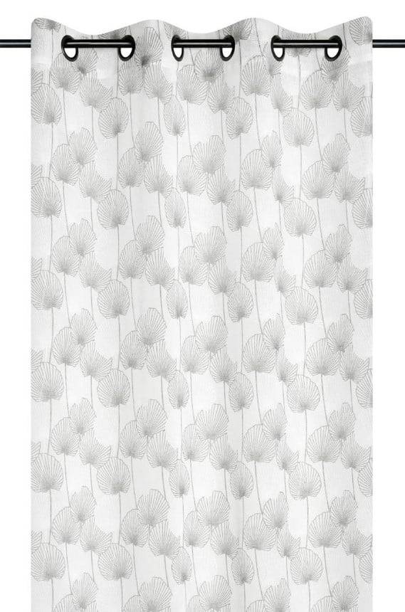 Schöner Leben Ösenvorhang mit Ginkgoblättern weiß taupe 140x260cm Angebote