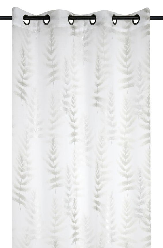 Schöner Leben Ösenvorhang Farne mit Metallic-Effekten weiß natur silberfarbig 140x260cm Günstiger Verkauf