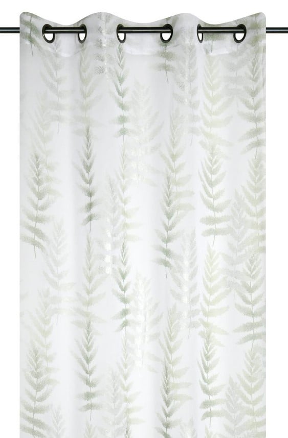 Schöner Leben Ösenvorhang Farne mit Metallic-Effekten weiß grün silberfarbig 140x260cm Fabrikverkauf