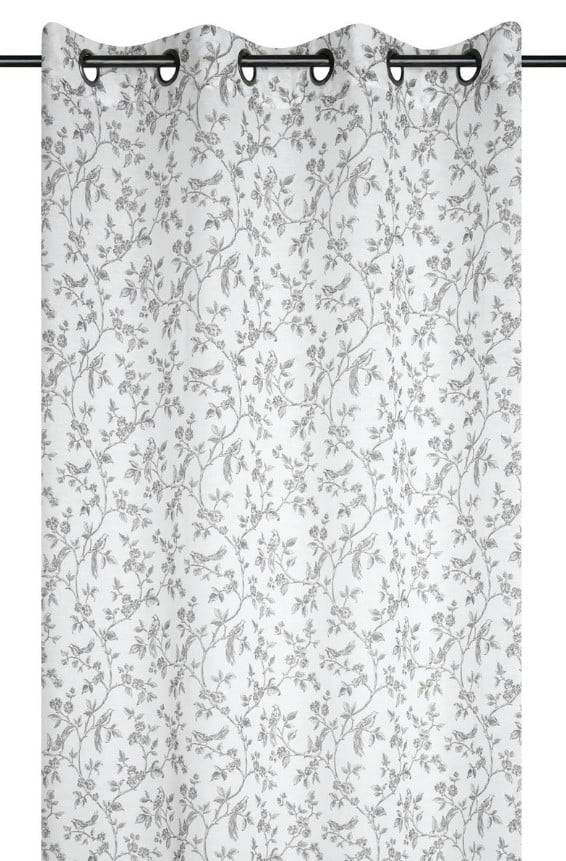 Schöner Leben Ösenvorhang Claire mit Vögeln und Blumenranken weiß dunkelgrau 140x260cm Meist gekauft