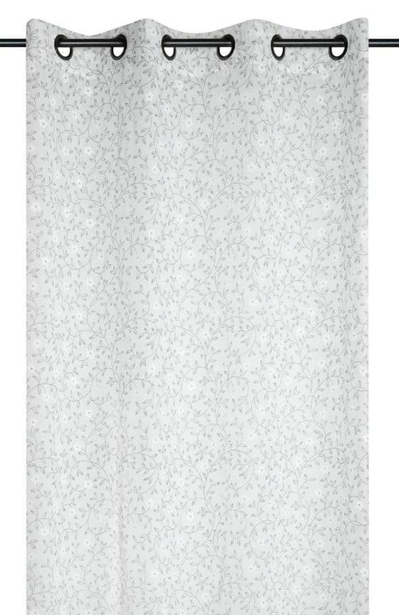 Schöner Leben Ösenvorhang mit Blumenranken transparente Leinenstruktur ecru taupe 140x260cm Blitzverkäufe