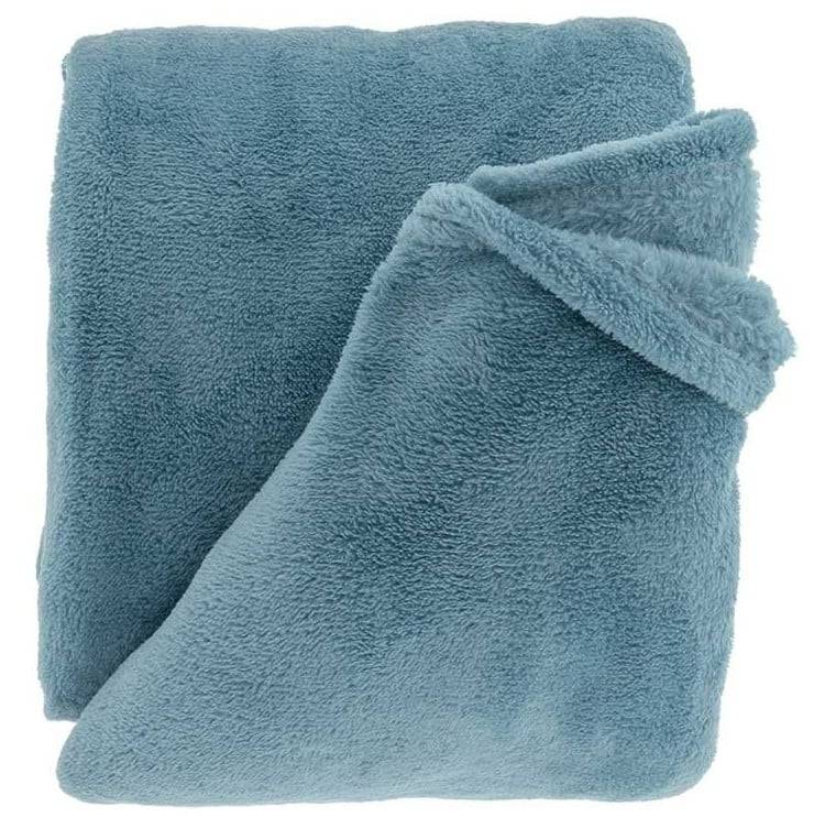 Schöner Leben Kuscheldecke Justin aus flauschiger Mikrofaser jeansblau XL 150x200cm